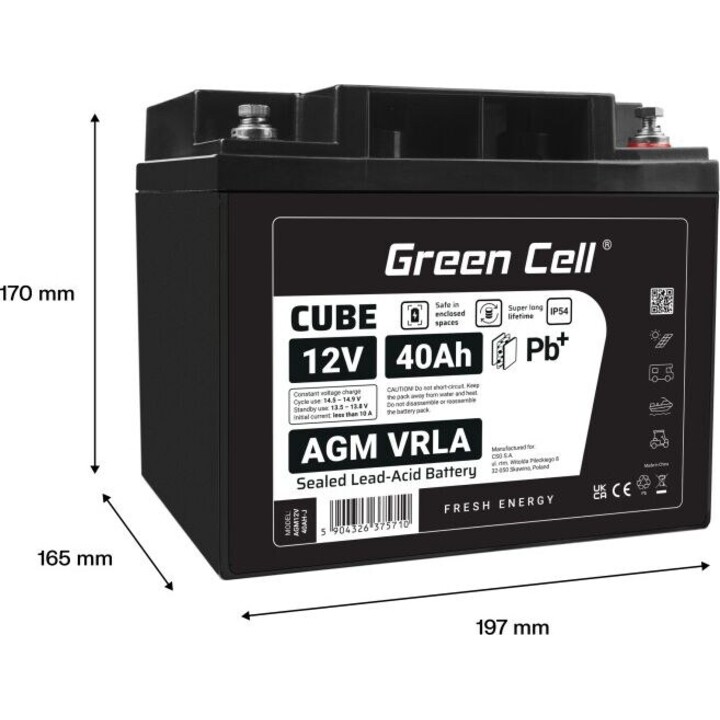 Batteria AGM VRLA 12V 40Ah IP54
