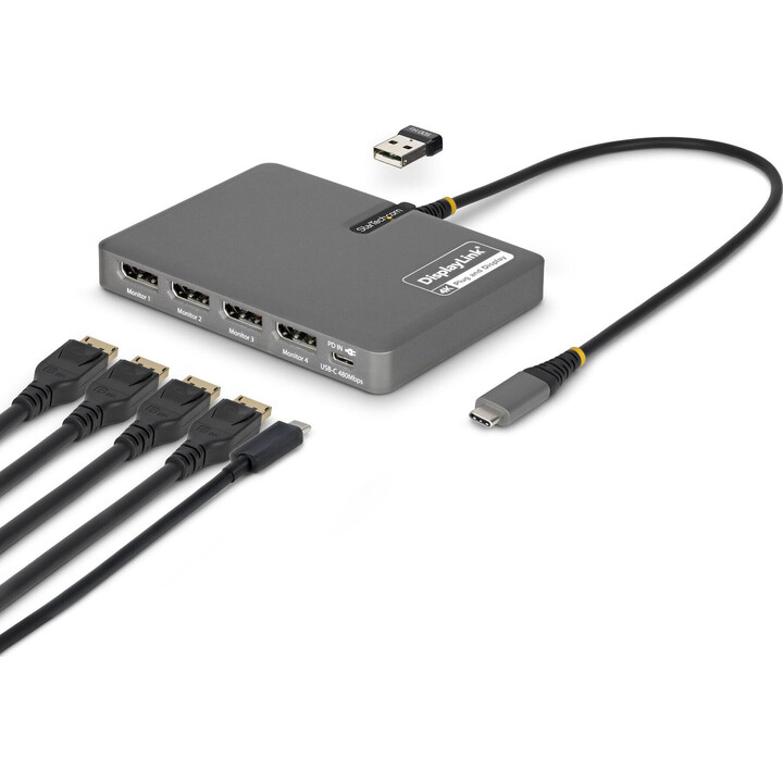 STARTECH QUAD-USB-HDMI-ADAPT adaptador USB-C a 4x HDMI con PD 140W