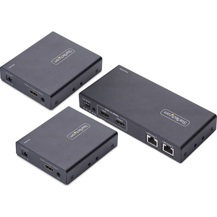 StarTech.com Extender e Splitter HDMI a 2 Porte su Cavo CAT6, 4K 60Hz, Fino a 70 m, Kit di Distribuzione HDMI 1x2 su Ethernet co