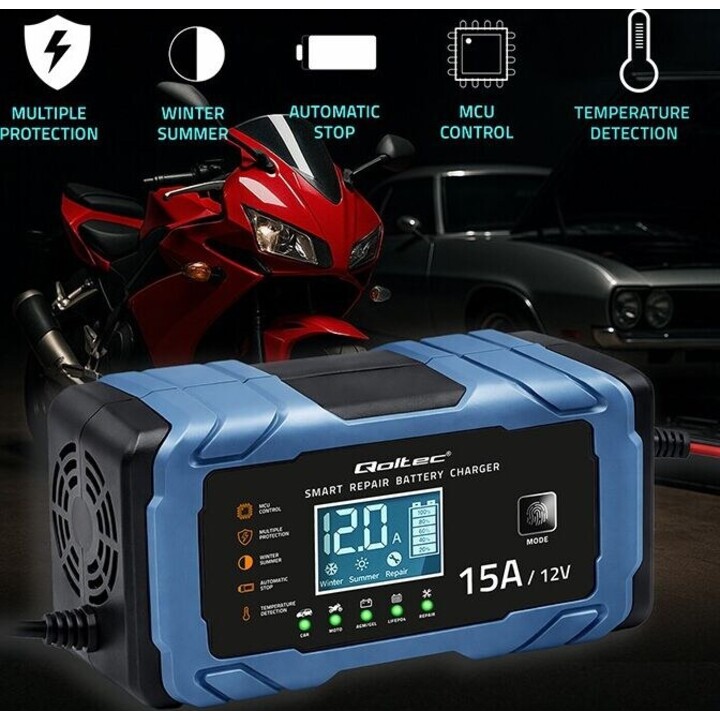 Carregador 12V 15A AGM GEL LiFePO4 Retificador