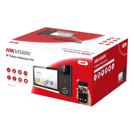 Kit de videoporteiro IP Hikvision DS-KIS610-P, 7 ecrãs, preto
