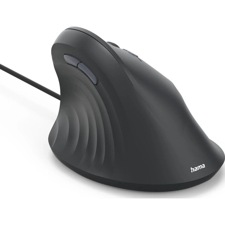 Hama ECM-500R ratón vertical ergonómico con cable óptico negro