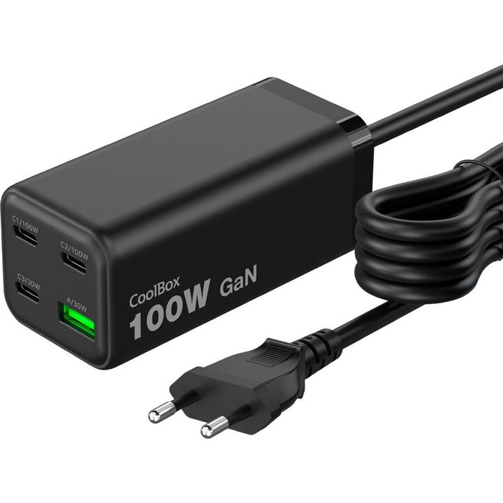 CoolBox Estación de Carga USB 100W GAN C+C+C+A Sobremesa