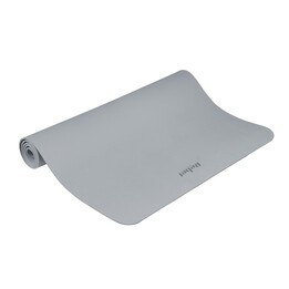 Tapete de ginástica para ioga, pilates e fitness, 200x115cm, 1cm de espessura, material TPE, cinza, REBEL ACTIVE