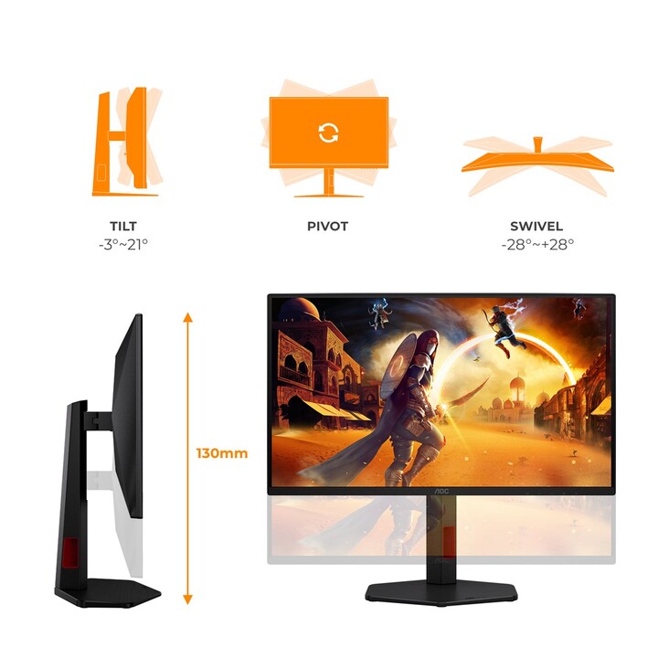 AOC G4 25G4ZR pantalla para PC 62,2 cm (24.5") 1920 x 1080 Pixeles Negro, Rojo