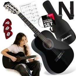 Violão clássico SUPRIMO CG34 BK de 3/4" e 36 polegadas, cor preta.