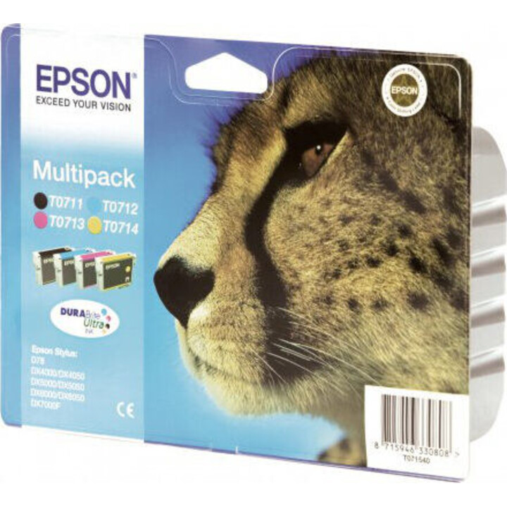 Pack Cartucho Original EPSON T0715 BK+C+M+Y - C13T07154020 [ML-7.4][PAG-240]