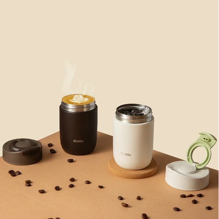 Outin OT-TUM-01-SW Reisebecher 350 ml Sand Edelstahl