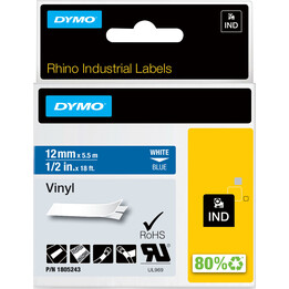 Cinta Original DYMO ID1-12 12mm x 5.5m Blanco/Azul Vinilo - 1805243
