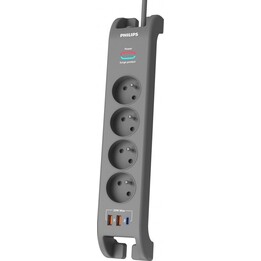 Regleta protectora contra sobretensiones con 4 enchufes, 2 m, 3 enchufes (EE. UU.)