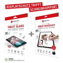Película de vidro temperado DISPLEX e capa PaperSense para tablet compatível com Apple iPad (7ª a 9ª geração) / iPad Air (3ª ger