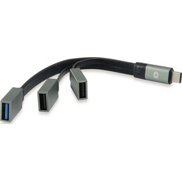 Hub USB-C Conceptronic com 3 portas (1x USB 3.0 + 2x USB) na cor preta.