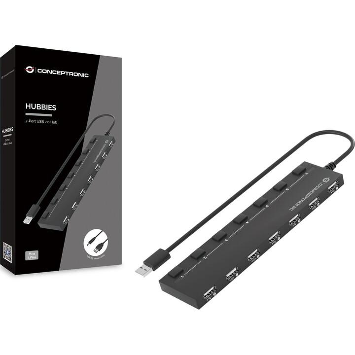 Conceptronic usb hub 7 usb ports with black switches