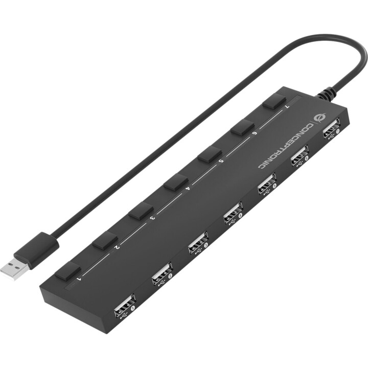 Conceptronic usb hub 7 usb ports with black switches