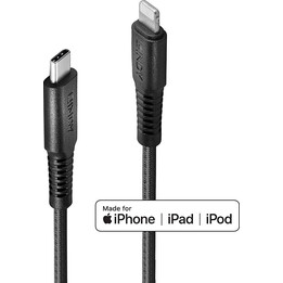 Verstärktes USB-C-auf-Lightning-Kabel, schwarz, 3 m
