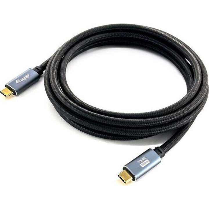 Cabo USB 3.2 Gen 2 C para C, Macho/Macho, 3,0 m, PD100W, 4K/60Hz, 10Gbps, Preto
