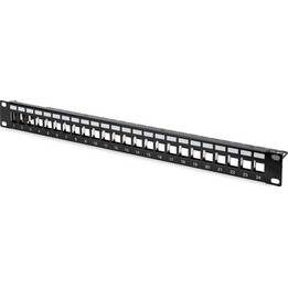 1U Modular Patch Panel - Shielded - 24 Port - Blank - Rack Mount - Black