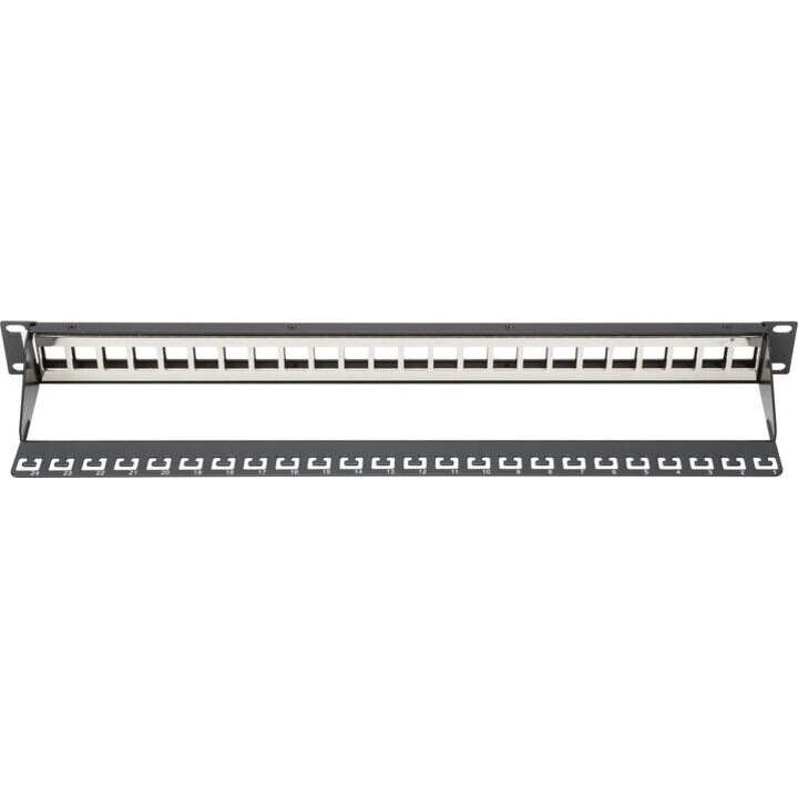 1U Modular Patch Panel - Shielded - 24 Port - Blank - Rack Mount - Black