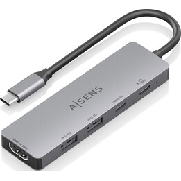 Aisens - usb-c dock 5 en 1, usb-c a 1xhdmi 2xusb-a 1xusb-c 1xusb-c pd, gris, 15cm