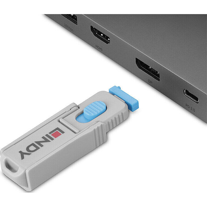 Lindy 40324 Bloqueador de puerto DisplayPort + llave, azul