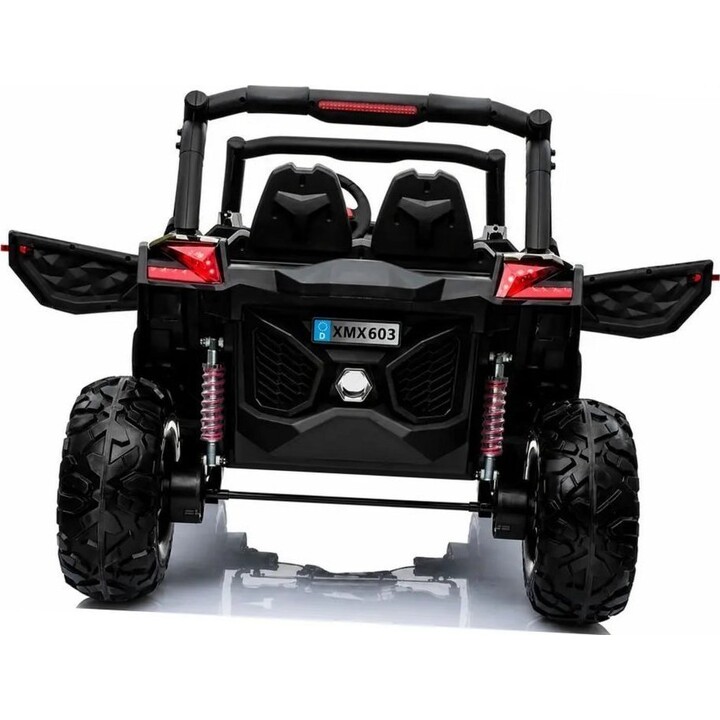 Coche eléctrico Jeep XMX603 4x4 con panel MP4, color negro.