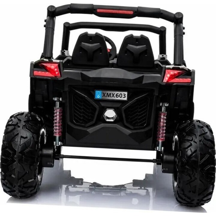 Coche eléctrico Jeep XMX603 4x4 con panel MP4, color negro.