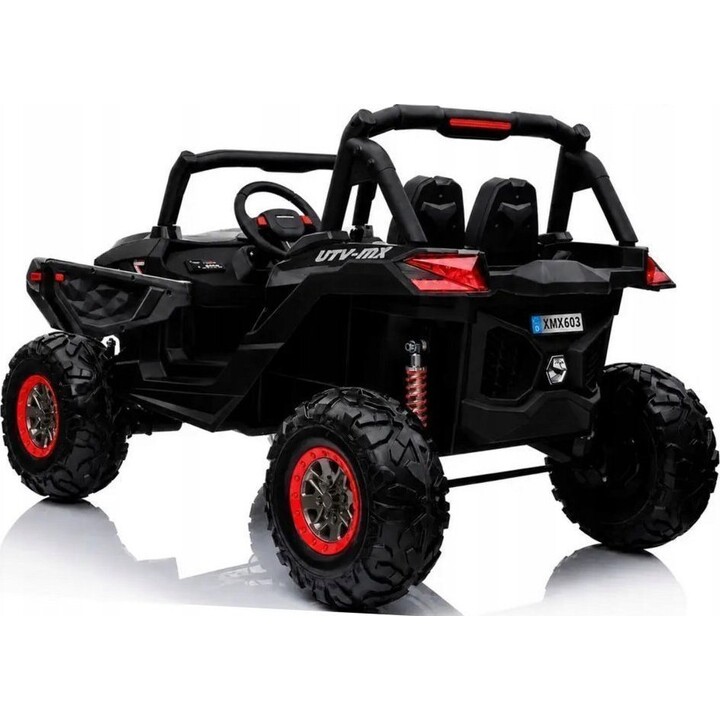 Coche eléctrico Jeep XMX603 4x4 con panel MP4, color negro.