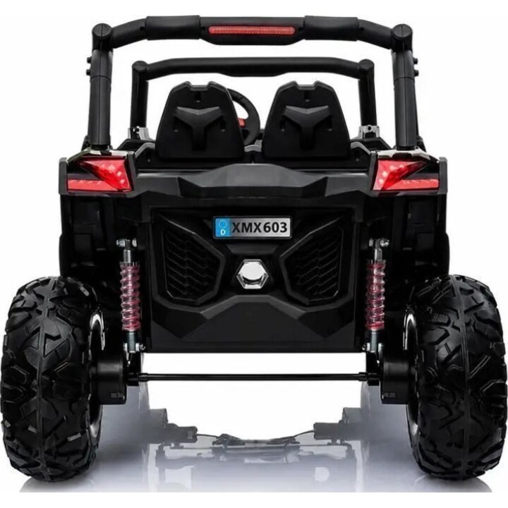 Coche eléctrico XMX603 4x4 con panel MP4, color blanco.