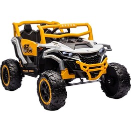 Veículo elétrico M1 4x4, branco e amarelo