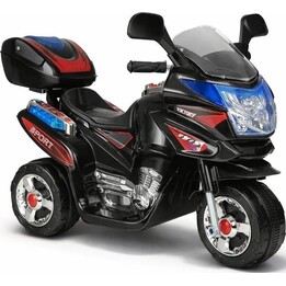 Motocicleta infantil a pilas HC8051, modelo Racer en color negro, con luces LED y sonidos.