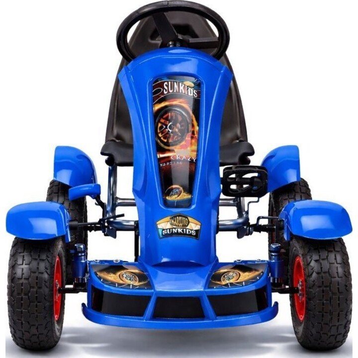 F618 sports kart with pedals and pneumatic wheels, 50 kg load capacity, blue color.