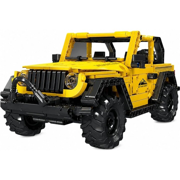 Blocos de construção para um SUV Wrangler amarelo, 746 peças.