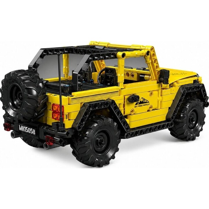 Blocos de construção para um SUV Wrangler amarelo, 746 peças.