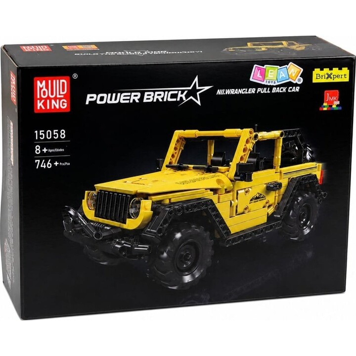 Blocos de construção para um SUV Wrangler amarelo, 746 peças.