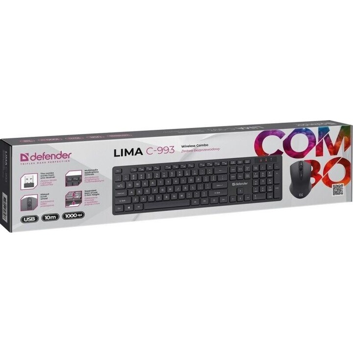 Defender SET TASTIERA E MOUSE LIMA C-993 RF 45996
