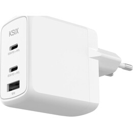 Carregador de parede KSIX BCD65GANACCB - 65 W GaN PPS · 2x USB Tipo C · USB · Branco