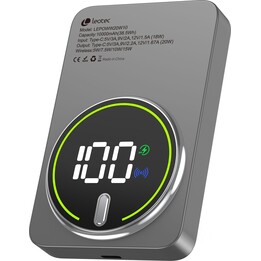 Leotec LEPOWW20W10G 10000mAh Powerbank / 20W / Kabellos / Grau / Inkl. USB-Typ-C-Kabel