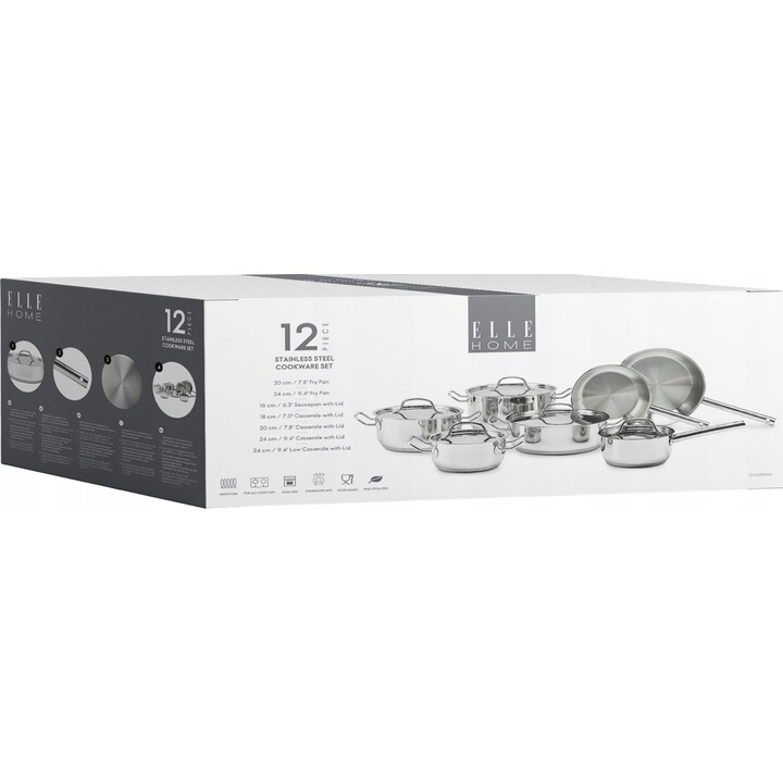 Conjunto de utensílios de cozinha em aço inoxidável de 12 peças Elle Home Eccs200412A