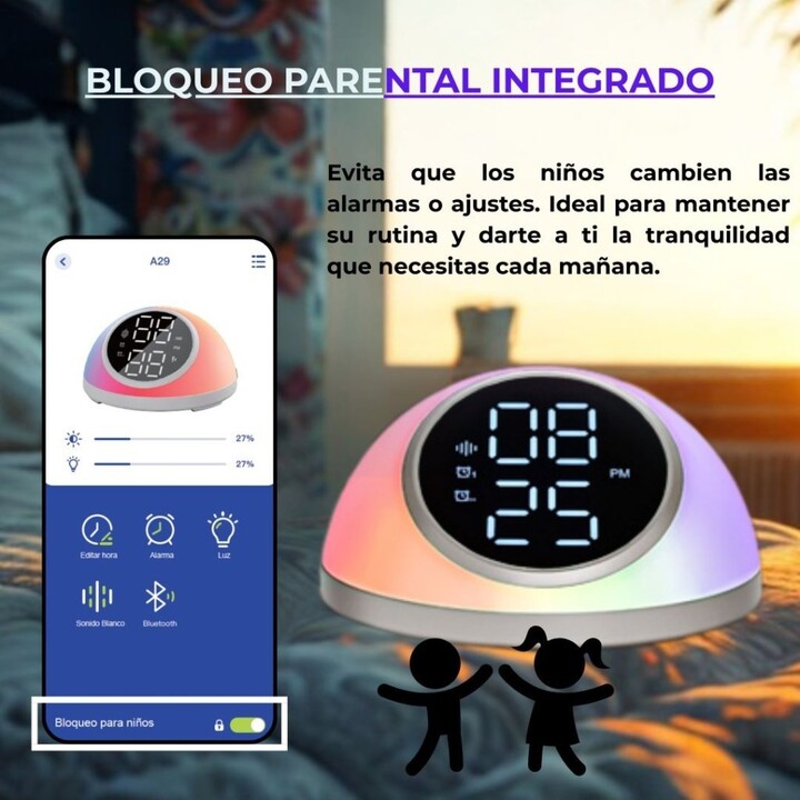 Despertador inteligente Smartia: sonidos relajantes · luz natural · aplicación gratuita