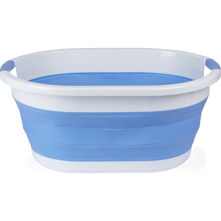 Beldray LA034816Crnfpeu7 28 l, zusammenklappbarer Wäschekorb, weiß/blau