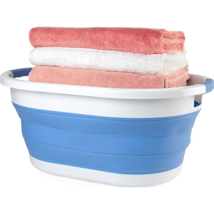 Beldray LA034816Crnfpeu7 28 l, zusammenklappbarer Wäschekorb, weiß/blau