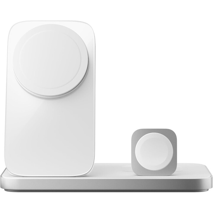 NOMAD Stand One Max - Cargador inalámbrico Qi2, 25 W para tres dispositivos, compatible con MagSafe, 4.ª generación (plateado)