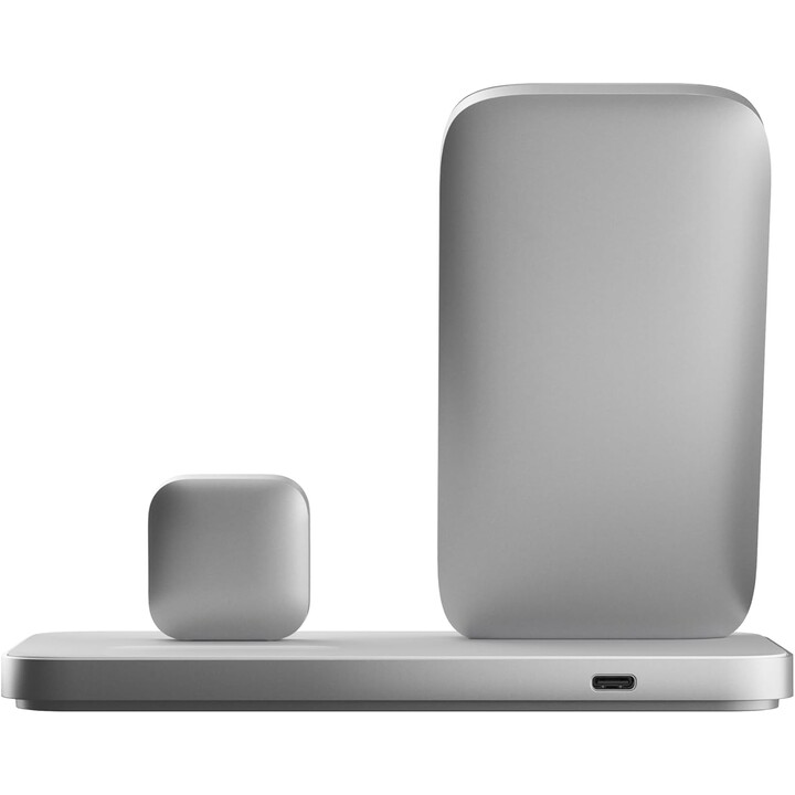 NOMAD Stand One Max - Cargador inalámbrico Qi2, 25 W para tres dispositivos, compatible con MagSafe, 4.ª generación (plateado)