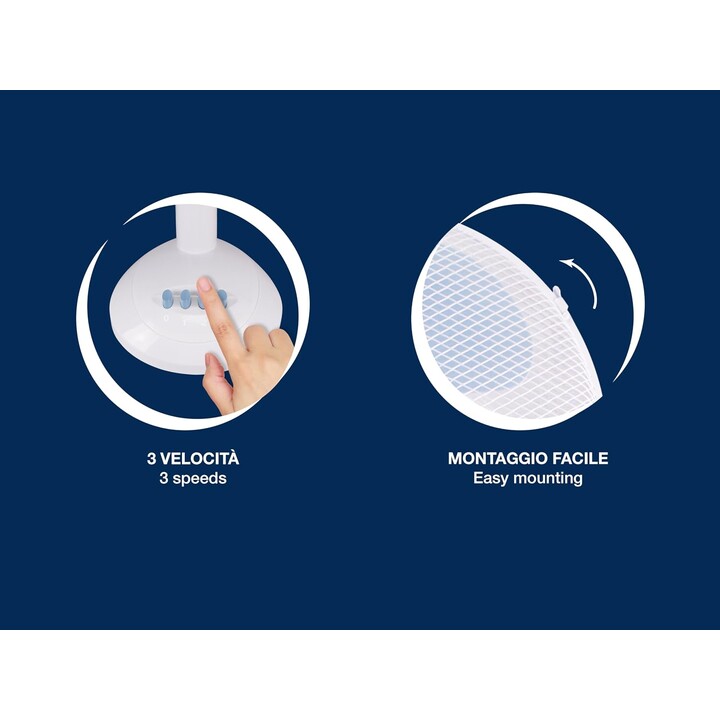 Ventilador de mesa beper P206VEN231, 35 W, 3 pás, grelha de aço com Ø 30 cm, 3 velocidades, inclinação ajustável, oscilação auto