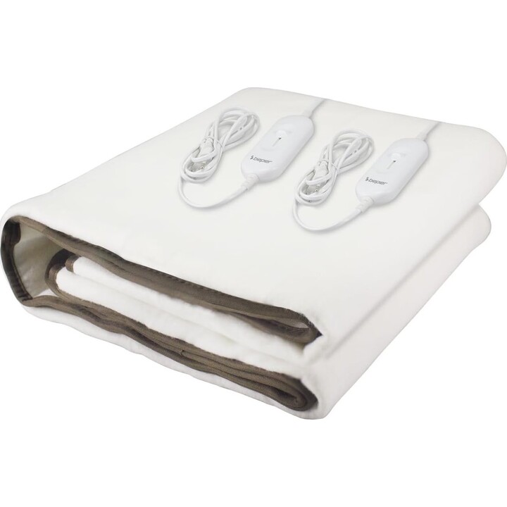 BEPER P203TFO111 Double Electric Blanket, 2 Zones with Independent Control, 3 Temperature Levels, Washable, Automatic Shut-Off, 