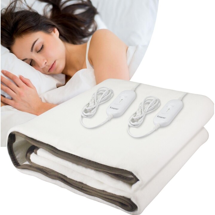 BEPER P203TFO111 Double Electric Blanket, 2 Zones with Independent Control, 3 Temperature Levels, Washable, Automatic Shut-Off, 