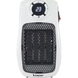 Mini calefactor cerámico BEPER P203TER350, mini calefactor eléctrico compacto de 500 W/1000 W, pantalla LED, temporizador de 24 