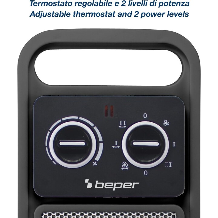 Radiateur tour en céramique BEPER P203TER002, radiateur électrique de 2 000 W avec oscillation automatique et thermostat réglabl