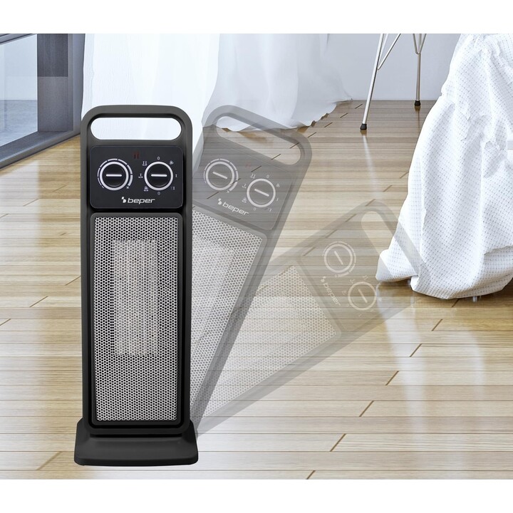 Radiateur tour en céramique BEPER P203TER002, radiateur électrique de 2 000 W avec oscillation automatique et thermostat réglabl
