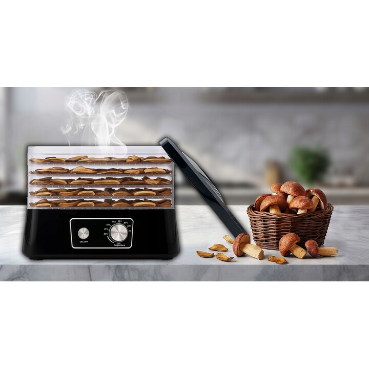 Extralink Home Suszarka DO GrzybÓw OwocÓw Warzyw ŻywnoŚci Regulowana Mocna 500w + 5 SIT 27,5cm x 25cm Czarna